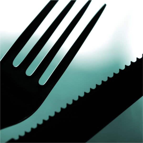 Black knife and fork