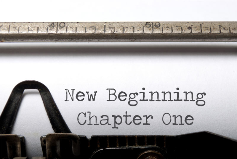 Words on typewriter - New beginnings chapter one