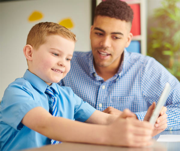 Adult and child reading